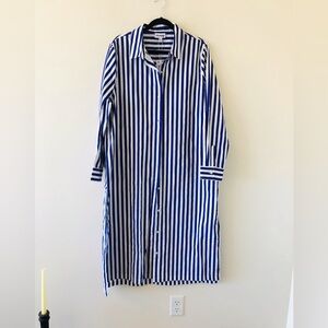 Steve Madden Striped Duster Long Sleeved Button Down Shirt Dress, NWT Size Large